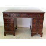 Leather topped writing desk 80 x 125 x 60