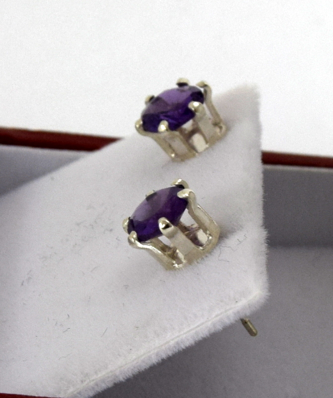 a pair of silver and amethyst stud earrings - Image 2 of 2