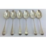 6 Silver Serving Spoons. Hallmarked London 1906 by C.S.H. Length 21.5g. Total Weight 480g
