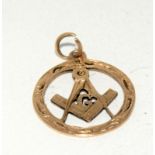 9ct gold Masonic sign charm