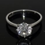 an 18ct white gold diamond single stone ring of 1.6cts