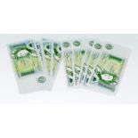 £1 Bank notes unused mint in consecutive numbers (5) and another set (10)