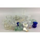 Collection of glass to include bottles, stoppers and jar tops