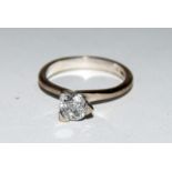 18ct white gold Ladies solitaire diamond ring 0.75k approx size O