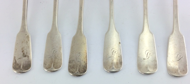 6 silver forks. Hallmarked Glasgow 1858 by G E. Length 20.5cm. Total Weight 450g - Image 2 of 5