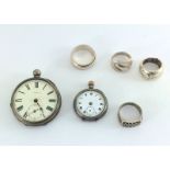 Mix silver pocket watches and silver rings