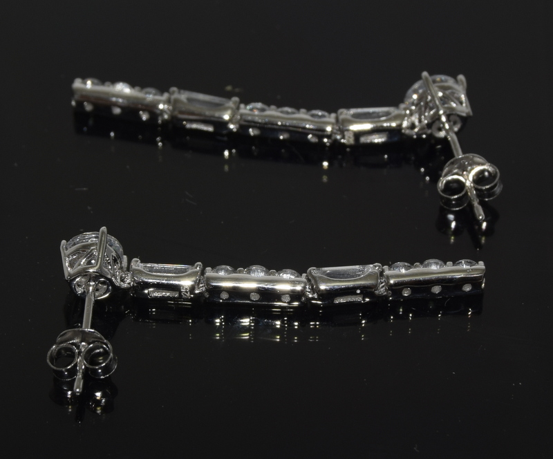 a pair of silver and cz drop earrings - Image 4 of 4