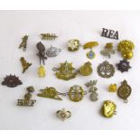 Military cap and other badges inc Sharpshooters etc