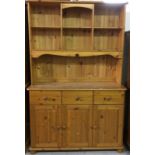 Pine two part dresser with 3 drawers and 3 cupboards 180 x 120 x 40