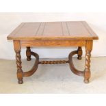 Oak draw leaf barley twist table with cross member