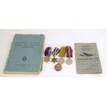 Pilots flight Engineers Note Book, Wireless Operators Electrical and radio Note Book, four medals