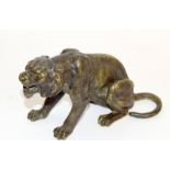 Bergman Bronze Lion with Casting Marks. 10 x 20 x 6cm