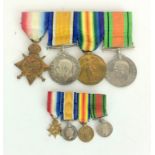 Set of WW1 dress medals to include miniatures. named