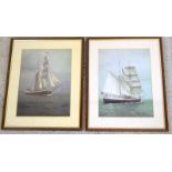 Pair of sailing boat prints. 50 x 40cm