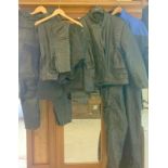 Motorbike Leathers. Akito Jacket, Two pairs of Leather trousers Size 16. B Square Waterproof Suit