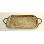 A large silver plated serving tray 59cms by 27cms with inscription Maj. P.B. Leonard R Sig. from 233