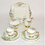 Circa 1930 paragon Bone china Art deco pinsetta tea service for Two