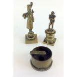 Brass and Bronze figures of Emperor Napoleon and a Napoleonic sapper C1890 and a trench art ash