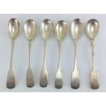 6 Silver Egg Spoons. Hallmarked London 1881 by Channer & Co George William Adams. Length 12.5g.