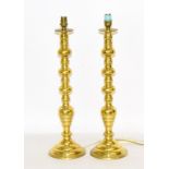 Two vintage brass lamps. 60cm