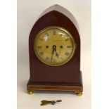 Goldsmith & Silversmith, London Twin Fusee Lancet Clock, mahogany