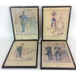 Four Period prints of Naval Interest dress approx 1850 prints 1920c