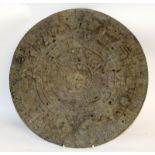 Large heavy bronze Aztec calendar. 42cm diameter. Weight 113kg