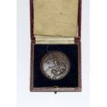 A rare cased bronze medallion from the citizens of Bradford on Avon awarded to William Harry