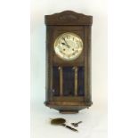 Oak wall clock and key