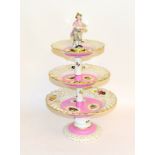 Meissen Three Tier Cake / Tea Stand with man topper