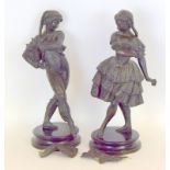Pair of spelter court / Spanish Dancer figures. 50cm tall