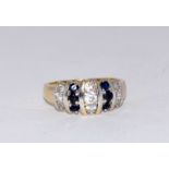 9ct gold ladies sapphire band ring size P