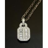 a silver and cz pendant necklace on silver chain