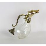 Glass and silver plate decanter in the shape of a duck