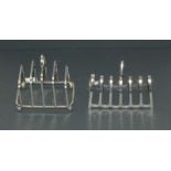 A silver toast rack and a silver plated toast rack