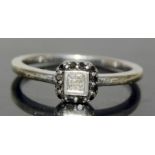 9ct white gold ladies art deco style diamond ring size O