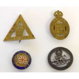 Four WW1 numbered badges- a Womens On War Service 1916 - a Mans On War Service 1915 - Comrades of