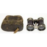 Le Jockey Club Paris opera glasses. late 1800 to early 1900 in original leather case