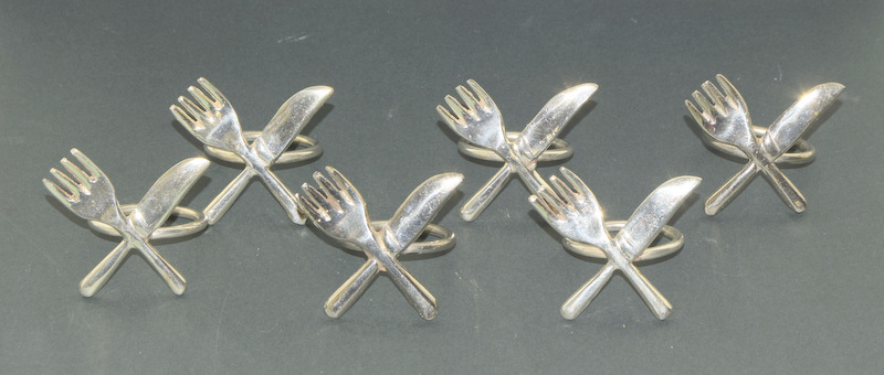 Set of six knife & fork napkin holders