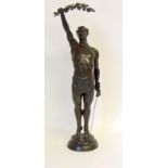 An Impressive Early 20Thc Bronze Figure Of An Athlete Signed To The Base With Inscription