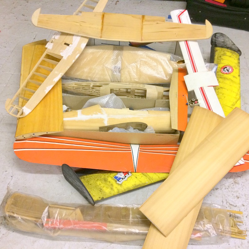 Collection of balsa wood planes and parts - Image 2 of 11