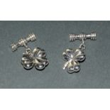 A Pair Of Silver Lucky Clover Cufflinks