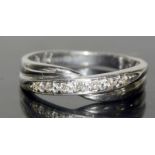 9ct white gold ladies diamond twist ring size O