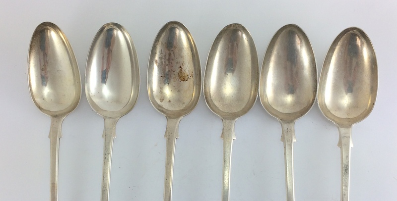 6 Silver Serving Spoons. Hallmarked Edinburgh 1849 by John Wilkie. Length 22.5g. Total Weight 450g - Image 4 of 6