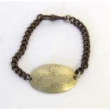 A WW1 Royal Naval Division silver identity bracelet with engraving A.B. H.W. Perrin. Hood. R.844.