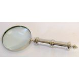 A Brushed Steel Large Magnifying Glass