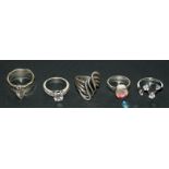 5 Silver fashion rings