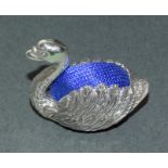 A Silver Swan Shaped Pincushion