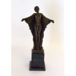 Contemporary bronze of a semi naked lady standing 44cm tall
