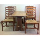 Refectory table and four high back ladder back chairs